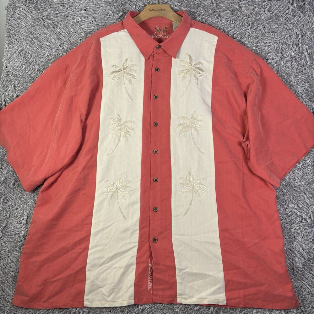 Bamboo Cay Hawaiian Shirt Mens 3XL Shrt Sleeve Tropical Embroidered Beach Summer